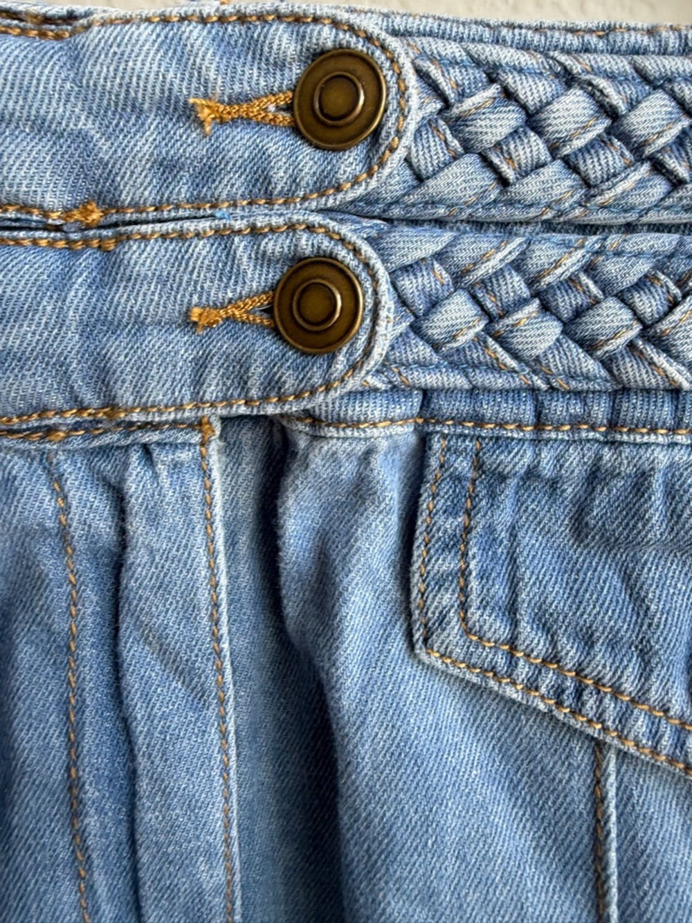 Free People Denim Mini Skirt with Braided Waist - Picture 4 of 8